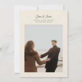 エレガントな5枚の写真コラージュスクリプトカリグラフィー結婚式 セーブザデート (正面)