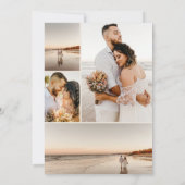 エレガントな5枚の写真コラージュスクリプトカリグラフィー結婚式 セーブザデート (裏面)