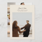 エレガントな5枚の写真コラージュスクリプトカリグラフィー結婚式 セーブザデート (正面/裏面)