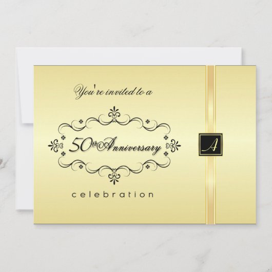 エレガントな50周年ゴールドアニバーサリー パーティー招待状 招待状 (裏面)