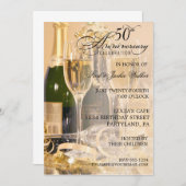 エレガントな50周年パーティー招待状 招待状 (正面/裏面)