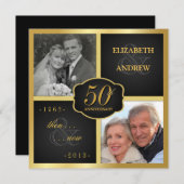 エレガントな50周年パーティー誓約更新 招待状 (正面/裏面)