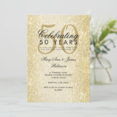 エレガントな50周年結婚記念日のゴールドグリッター 招待状 (スタンド正面)
