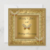 エレガントな50周年結婚記念日のゴールドダマスク 招待状 (正面)