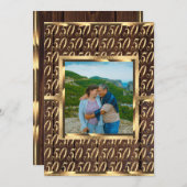 エレガントな50周年結婚記念日のゴールドラスティックウッド 招待状 (正面/裏面)