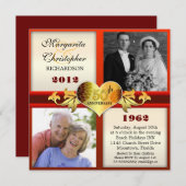 エレガントな50周年結婚記念日の写真招待状 招待状 (正面/裏面)
