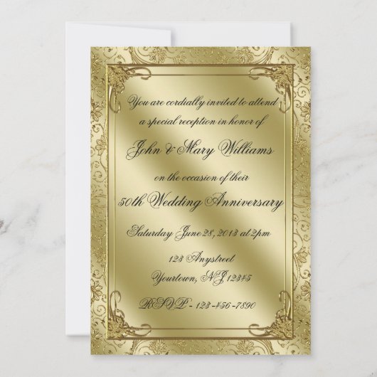 エレガントな50周年結婚記念日の写真招待状 招待状 (裏面)