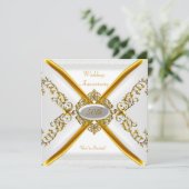 エレガントな50周年結婚記念日ホワイトゴールド2 招待状 (スタンド正面)