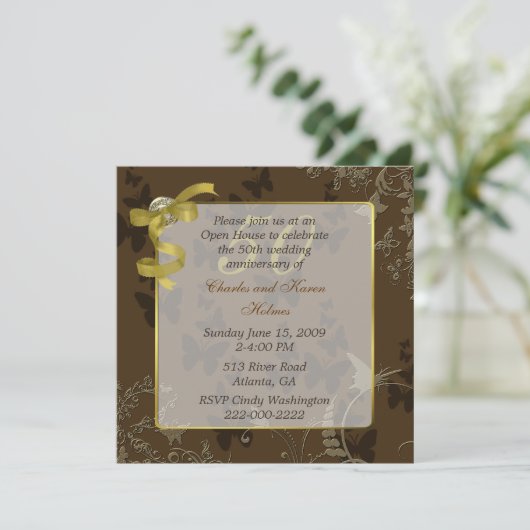 エレガントな50周年結婚記念日招待状 招待状 (スタンド正面)