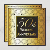 エレガントな50周年結婚記念日招待状 招待状 (正面/裏面)