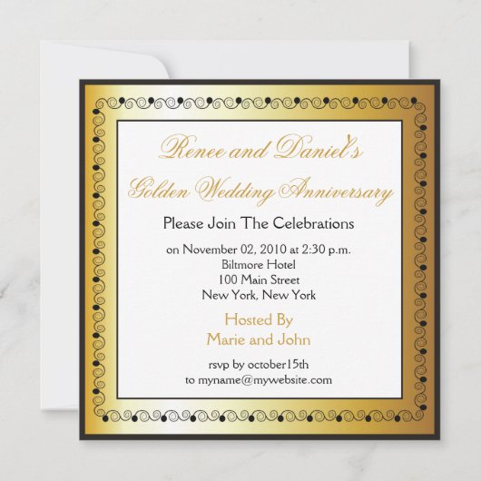 エレガントな50周年結婚記念日招待状 招待状 (裏面)