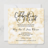 エレガントな50周年結婚記念日 ゴールドマーブル 招待状 (正面)
