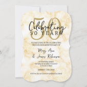 エレガントな50周年結婚記念日 ゴールドマーブル 招待状 (正面)