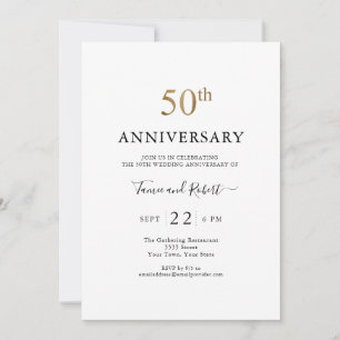 エレガントな50周年結婚記念日 招待状