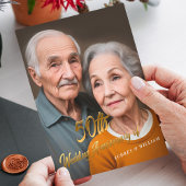 エレガントな50周年結婚記念日:3Dゴールドスクリプト 招待状