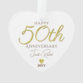 エレガントな50周年記念ゴールドフォイルカスタムウェディング オーナメント (裏面)