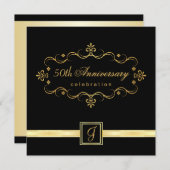 エレガントな50周年記念 - モノグラム招待状 招待状 (正面/裏面)