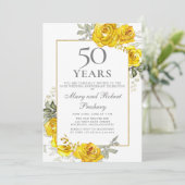 エレガントな50周年黄色の花の招待状 招待状 (スタンド正面)