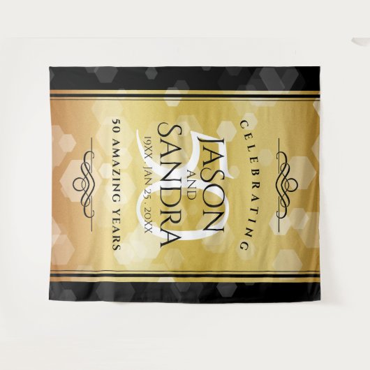 エレガントな50周年 ゴールデンウェディングアニバーサリー タペストリー (正面(横))