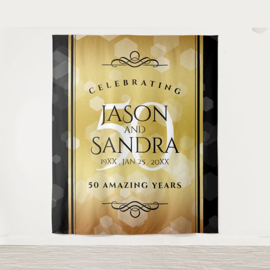 エレガントな50周年 ゴールデンウェディングアニバーサリー タペストリー (正面)