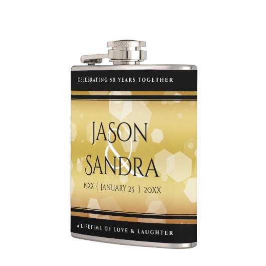 エレガントな50周年 ゴールデンウェディングアニバーサリー フラスク (左)