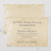 エレガントな50周年 ゴールド結婚記念日招待状 招待状 (正面/裏面)
