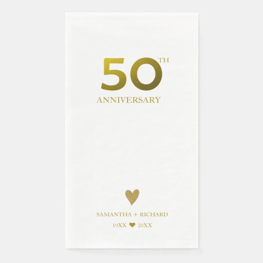エレガントな50回目の結婚記念日の金色ハート (正面)