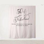 エレガントな50歳のピンクの誕生日パーティー タペストリー (正面)