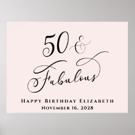 エレガントな50歳のピンクの誕生日パーティー ポスター