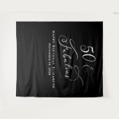 エレガントな50歳のブラックバースデーパーティー タペストリー (正面(横))