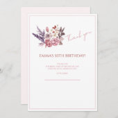 エレガントな50歳の誕生日お祝い　感謝のカード 招待状 (正面/裏面)