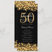 エレガントな50歳の誕生日パーティープログラム ゴールド 招待状 (正面/裏面)