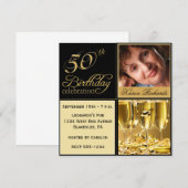 エレガントな50歳の誕生日パーティー招待状 招待状 (正面/裏面)