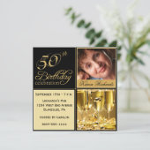 エレガントな50歳の誕生日パーティー招待状 招待状 (スタンド正面)
