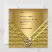 エレガントな50歳の誕生日パーティー ゴールドジュエリー 招待状 (裏面)
