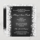 エレガントな50歳の誕生日パーティー マジックスパークルブラック 招待状 (正面/裏面)