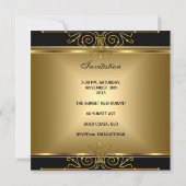 エレガントな50歳の誕生日 ゴールド ブラック アートデコ 招待状 (裏面)