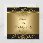 エレガントな50歳の誕生日 ゴールド ブラック アートデコ 招待状 (正面)