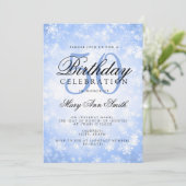 エレガントな50歳の誕生日 青いウィンターワンダーランド 招待状 (スタンド正面)