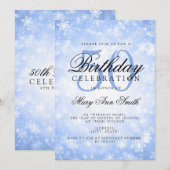 エレガントな50歳の誕生日 青いウィンターワンダーランド 招待状 (正面/裏面)