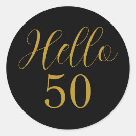 エレガントな50歳の誕生日 黒と金 ラウンドシール
