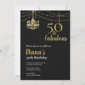 エレガントな50歳 & ファビュラス50歳の誕生日 ゴールデンシャンデリアI 招待状 (正面)