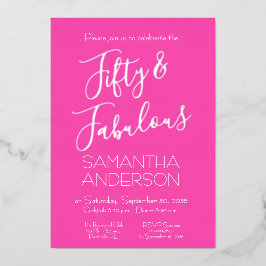 エレガントな50歳 & ファビュラス 誕生日パーティー 箔招待状