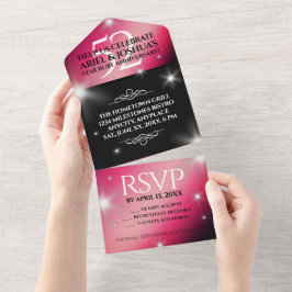 エレガントな52周年ルビー結婚記念日 オールインワン招待状