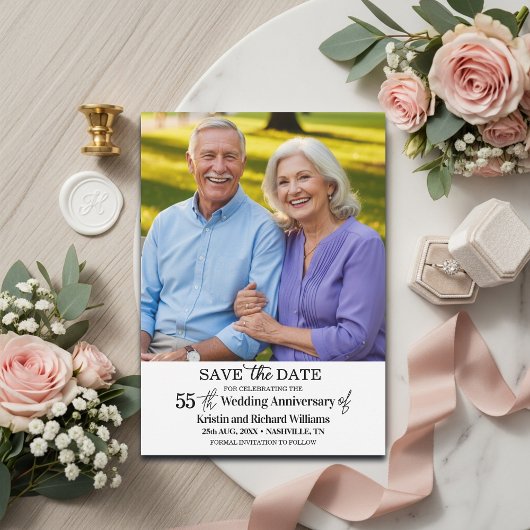 エレガントな55周年結婚記念日の写真 セーブザデート