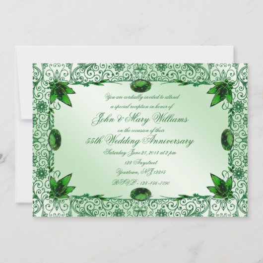 エレガントな55周年結婚記念日の5x7招待状 招待状 (裏面)