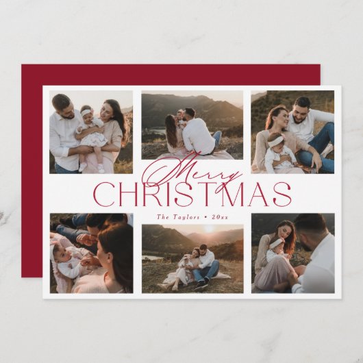 エレガントな6枚の写真のクリスマスカード シーズンカード (正面/裏面)