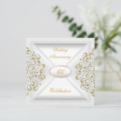 エレガントな60周年結婚記念日ホワイトゴールド 招待状 (スタンド正面)