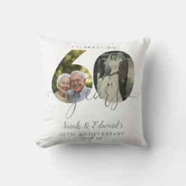 エレガントな60周年結婚記念日2枚の写真 クッション