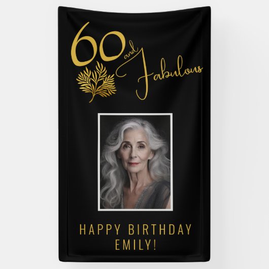 エレガントな60歳とファビュラス ツイグス 60歳の誕生日写真 横断幕 (縦)